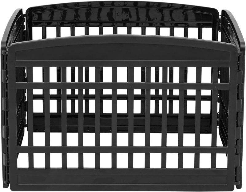 Photo 1 of IRIS USA 24" Exercise 4-Panel Pet Playpen, Dog Playpen For Puppy Small Dogs Keep Pets Secure Easy Assemble Easy Storing Customizable Non-Skid Rubber Feet, Black

