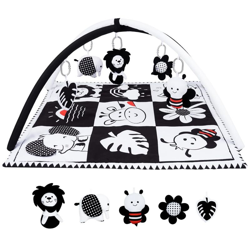 Photo 1 of Lovvie & Joy Baby Play Activity Gym Tummy Time Mat for Infant,Baby Gyms & Playmats for Babies 0 to 3 6 9 12 Months with 5 Toys for Early Sensory Exploration and Motor Skill Development
