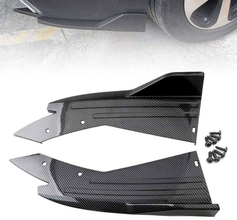 Photo 1 of 2PCS Universal Rear Bumper Lip Diffuser Splitter Canard Protector Front Bumper Lip Body Kit Front Bumper Side Skirt Spoiler Splitter (Carbon Fiber)
