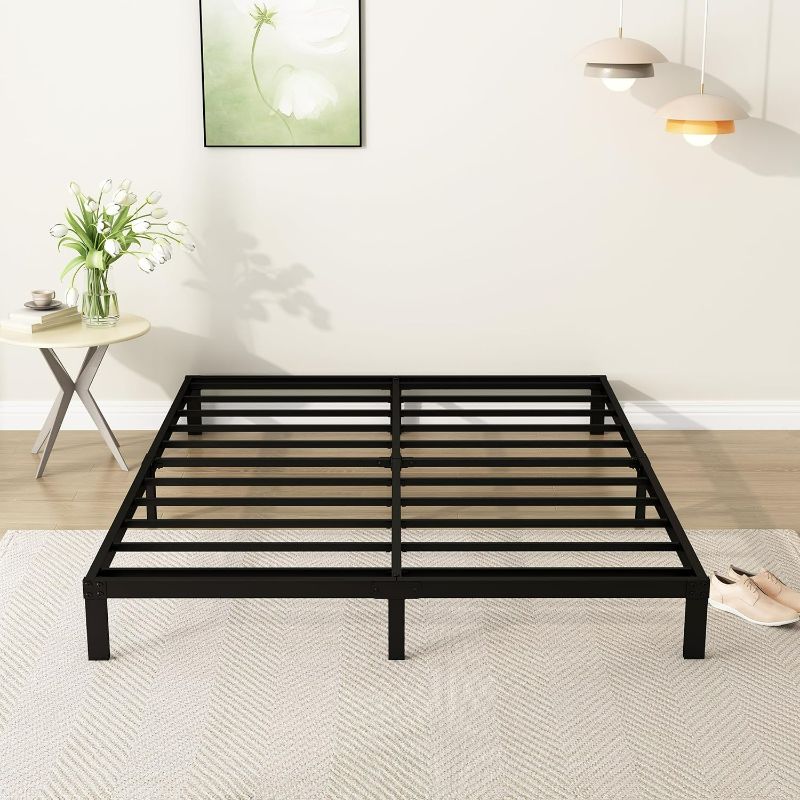 Photo 1 of 7 Inch Full Size Bed Frame Heavy Duty Low Profile Metal Platform No Box Spring Needed Mattress Foundation, Easy to Assembly, Noise Free, Black

