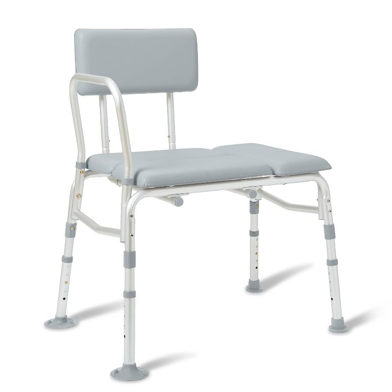 Photo 1 of Medline Padded Transfer Bench for Bathtub and Shower, Height Adjustable, Slip-Resistant Legs, Rust-Resistant, Side Arm & Back Rest for Extra Support, 400 lb. Weight Capacity, Tool-Free Assembly
