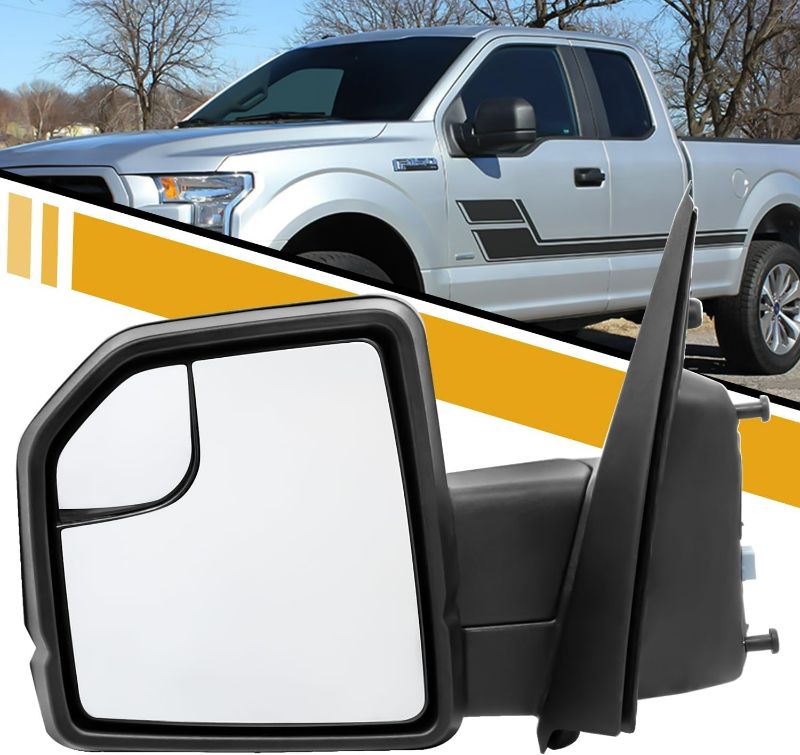 Photo 1 of 3 Pins Front Rear View Mirror Assembly Compatible with Ford F-150 2015-2020, W/Power Glass, W/O Heat, W/O Power Folding, W/O Signal Light, Replaces FL3Z17683AK, Left Driver Side
