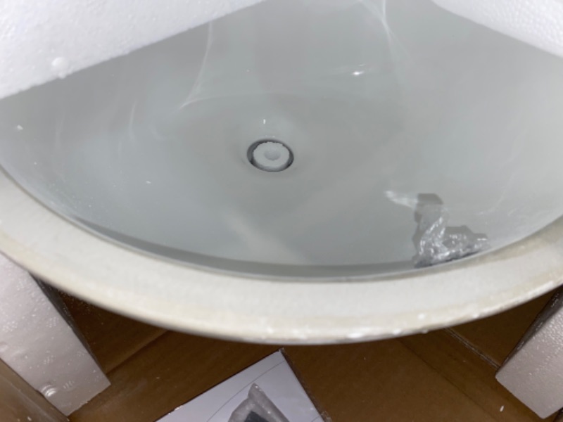 Photo 2 of 16.5 x13 inch Undermount Oval Bathroom Sink Sloped Bowl with Overflow Pure White Porcelain Ceramic Lavatory Vanity Bathroom Vessel Sink Basin Drop In Bathroom White Small Sink Wash Basin