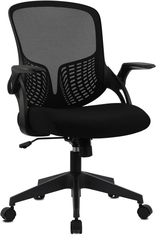 Photo 1 of Office Chair, Mid Back Desk Chair with Breathable Mesh, Ergonomic Task Chair with Adjustable Lumbar Support, Swivel Computer Chair with Flip-up Armrest, for Home Office