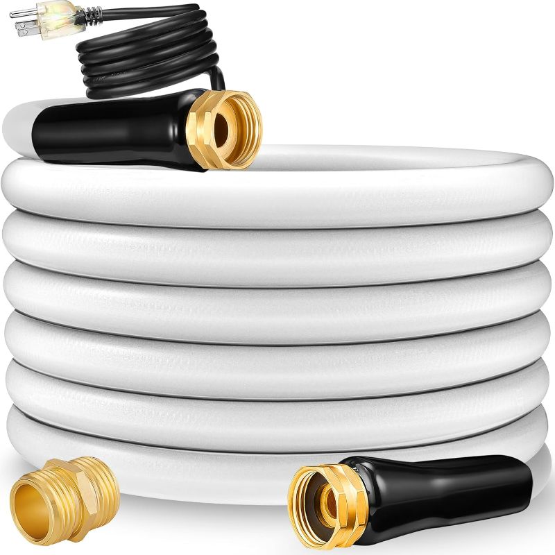 Photo 1 of 100 FT Heated Drinking Fresh Water Hose for rv –Features Watering Hose Line Freeze Protection Down to -20°F/-28°C – 3/4'' Brass Fittings,Garden Hose with Adapter for Connection to Either End of Hoses
