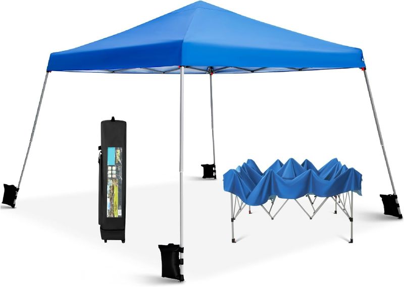 Photo 1 of PHI VILLA 12'x12' Slant Leg UV Block Sun Shade Canopy with Hardware Kits, Shade for Patio Outdoor Garden Events, Blue
