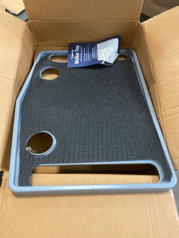 Photo 2 of Support Plus Walker Tray Table - Mobility Table Tray for Walker, Non Slip Walker Tray Mat, Walker Accessories Mat, Cup Holder for Walker (21"x16") - Gray
