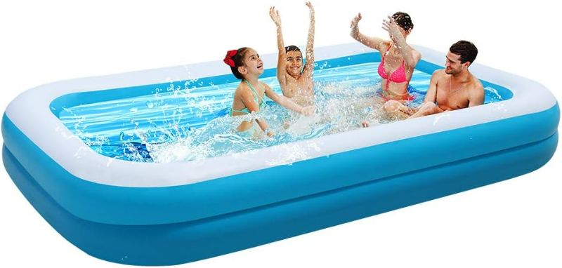 Photo 1 of Inflatable Swimming Pool – 120" x 72" x 18" Sturdy and Safe for Kids and Adults – Thickened Resistant Material and Inflator Included – Perfect for Family Lounging or as a Ball Pit
