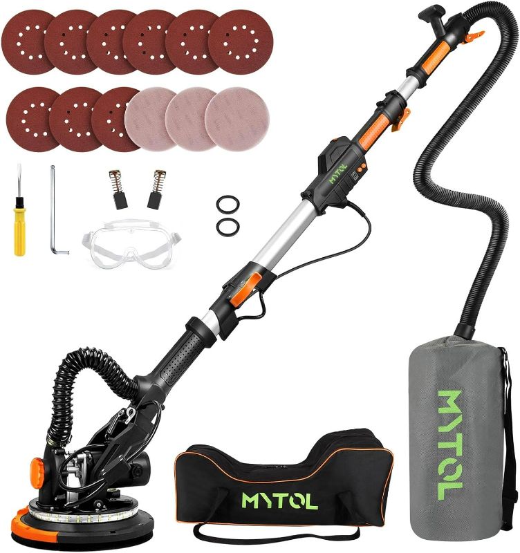 Photo 1 of Electric Drywall Sander with Vacuum Dust Collection, Variable Speed, LED Light, Foldable Handle, Sanding Discs & Grids
