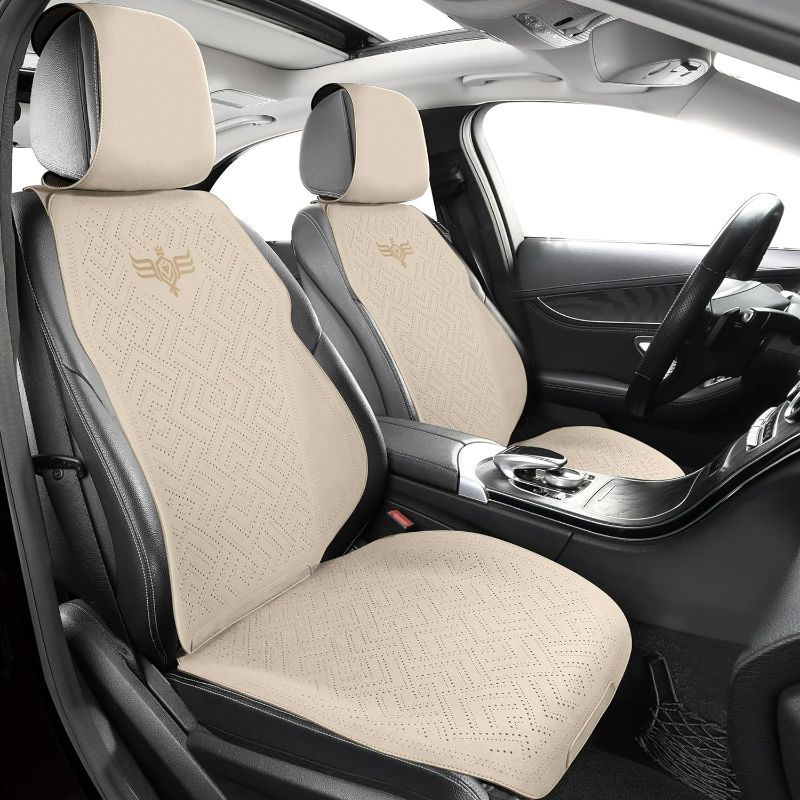 Photo 1 of LINGVIDO Beige Car Seat Cover - Front Set of Leather Seat Covers for Cars & Trucks - Automotive Seat Covers & Accessories for Interior Protection
