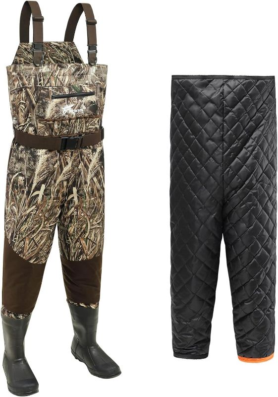 Photo 1 of 8 Fans Breathable Hunting Waders,1000G Insulation Boots with Removable Insulated Liner for Duck Hunting (Realtree Max5, Size 14 