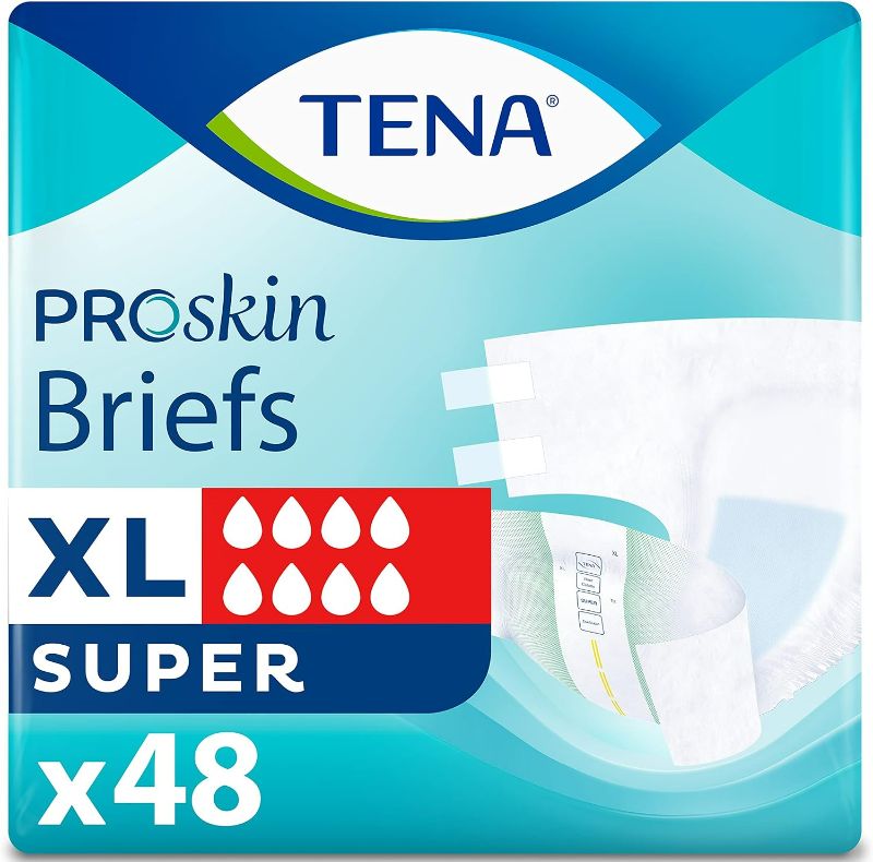 Photo 1 of TENA Incontinence Adult Diapers, Maximum Absorbency, Disposable Briefs, ProSkin - X-Large - 48 ct
