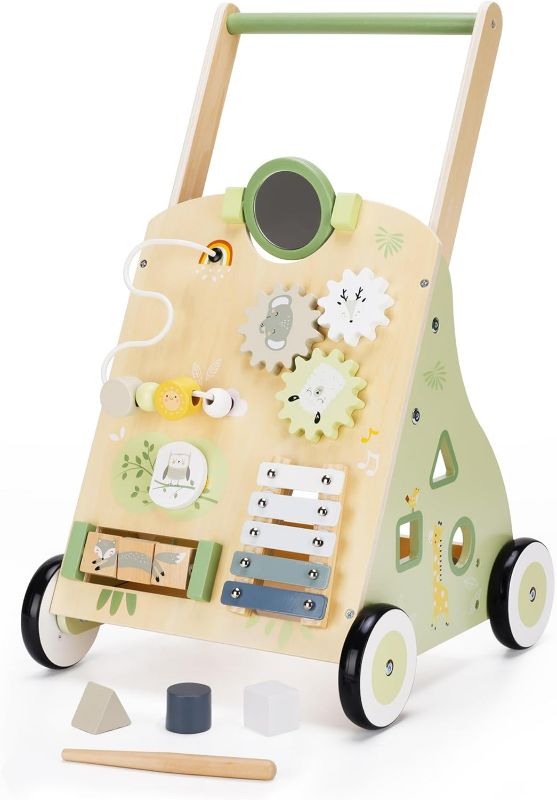 Photo 1 of Wooden Baby Push Walker and Toddler Pull Learning Activity Toy - Develop Motor Skills & Creativity - Multiple Activities Center for 1-3 Years Old Boys and Girls
