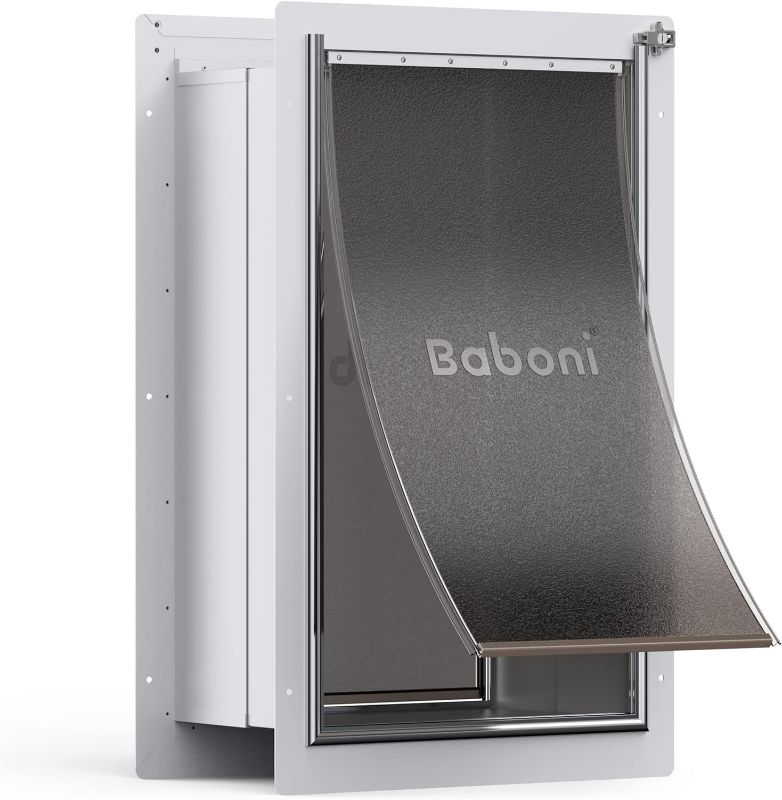 Photo 1 of Baboni Pet Door for Wall, Steel Frame and Telescoping Tunnel, Aluminum Lock, Double Flap Dog Door and Cat Door, Strong and Durable (Pets Up to 220 Lb) -X-Large
