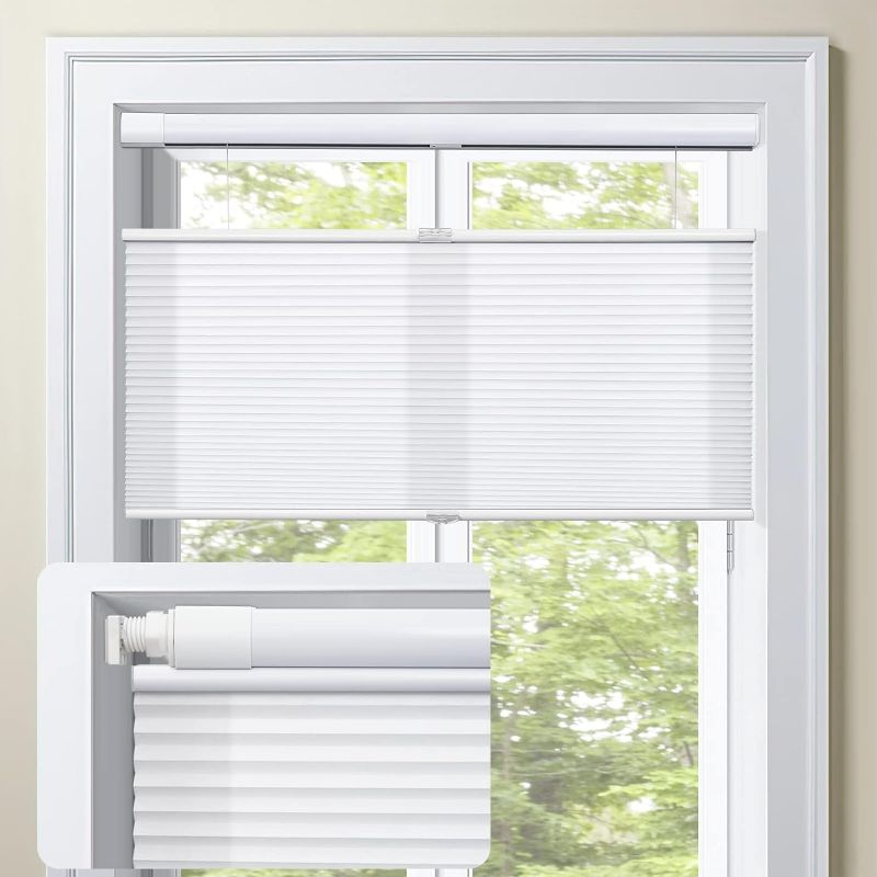 Photo 1 of Top Down Bottom Up Cordless Cellular Shades No Tools No Drill Blinds for Windows Shades for Indoor Windows Magnetic Door Blinds - Light Filtering White 23 3/4" W x 64" H
