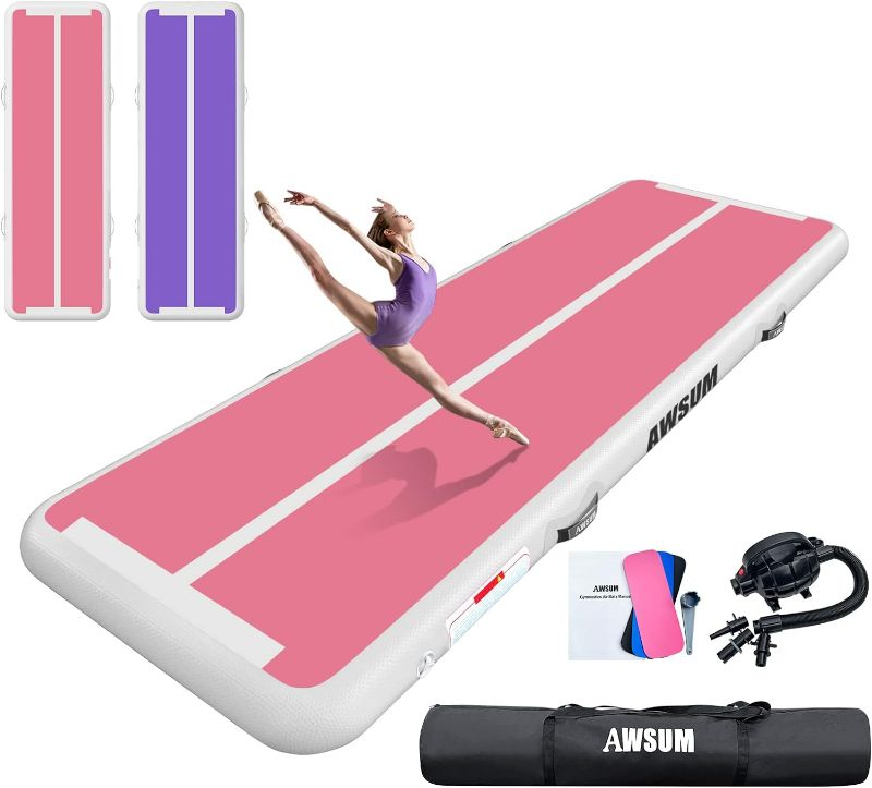 Photo 1 of Inflatable Air Gymnastics Mat 10ft/13ft/16ft/20ft/23ft Training mat 4/8 inches Thick tumbling mat with Electric Pump for Home/Gym/Outdoor
