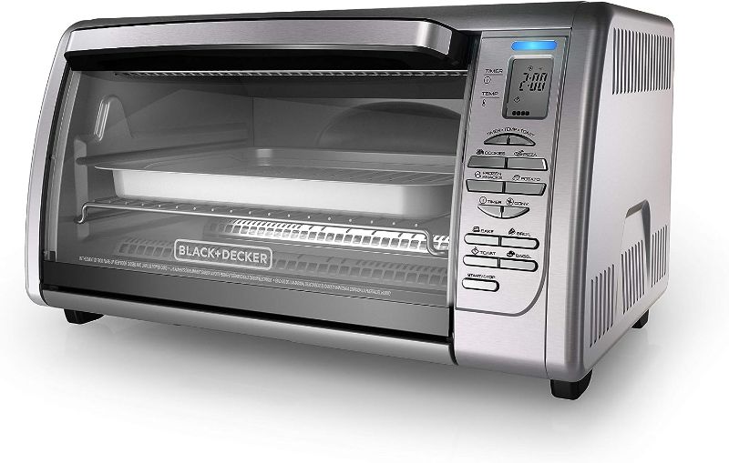 Photo 1 of BLACK+DECKER 6-Slice Convection Toaster Oven, CTO6335S, 20% Faster Cooking, 120-Minute Timer, Extra-Deep Interior, 8 One-Touch Functions
