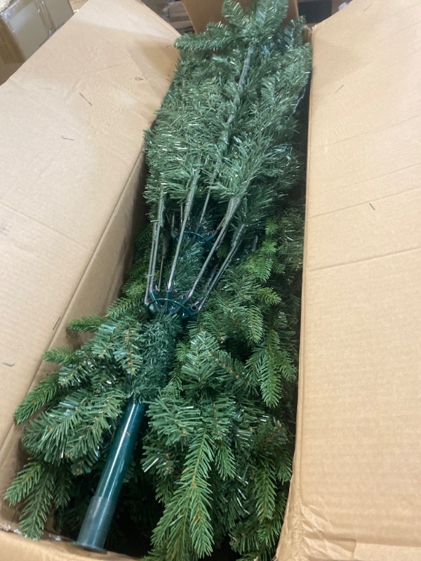 Photo 1 of 7 FT Artificial Christmas Tree with 1971 PE&PVC Mixed Branch Tips, Unlit Hinged Premium Spruce Fake Xmas Trees, Green, Foldable Base
