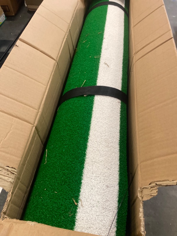 Photo 2 of VEVOR Baseball Softball Hitting Batting Mat, 10' x 3.8' Indoor/Outdoor Softball Mat, Lined & Foam Backing Anti-Slip Anti-Fade Softball Training Aid, Portable Practice Mat with Tightening Rope, Green
