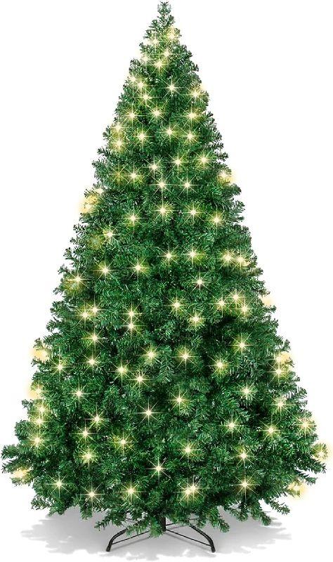 Photo 1 of Best Choice Products 6ft Pre-Lit Premium Hinged Artificial Holiday Christmas Pine Tree for Home, Office, Party Decoration w/ 1,000 Branch Tips, 250 Lights, Metal Hinges & Foldable Base
