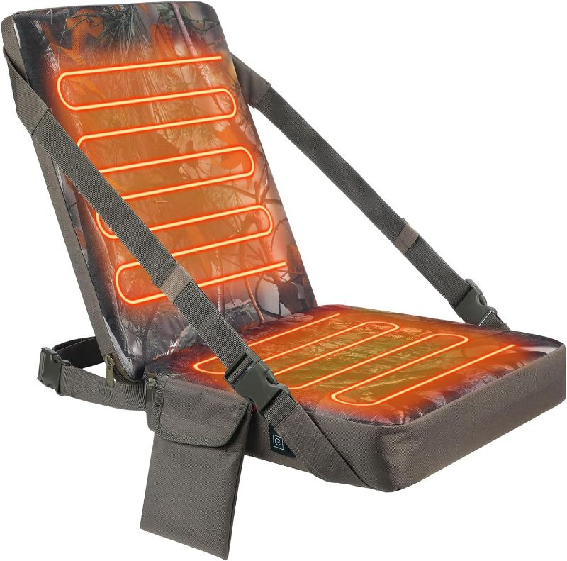 Photo 1 of Waterproof Hunting Heated Seat Cushion with Backrest 3 Mode Adjustable Self Supporting Hunting Seat Cushion with Pocket Warm Portable Folding Heated Seat Pad for Power Bank Not Included
