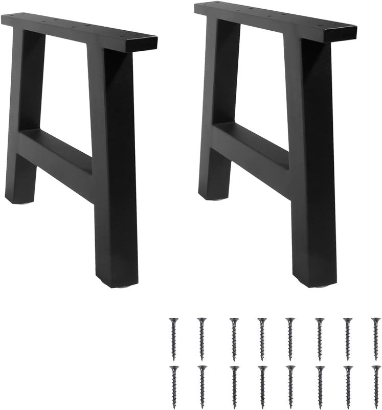 Photo 1 of   TC-HOMENY Bench Table Legs 16" Set of 2 Black Coffee Metal Legs Dining Iron Furniture Legs (16 INCH)
