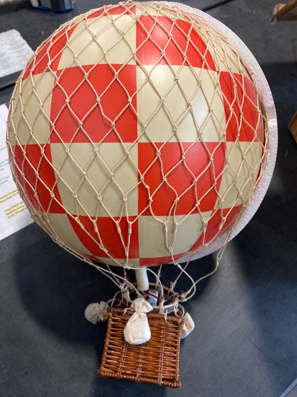 Photo 2 of Authentic Models, Royal Aero Air Balloon, Hanging Home Decor - 22 Inch Height, Historic Hot Air Balloon Model for Home Decor, Detailed Vintage Decorations to Hang from Ceiling - Check Red
