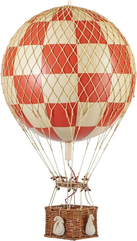 Photo 1 of Authentic Models, Royal Aero Air Balloon, Hanging Home Decor - 22 Inch Height, Historic Hot Air Balloon Model for Home Decor, Detailed Vintage Decorations to Hang from Ceiling - Check Red
