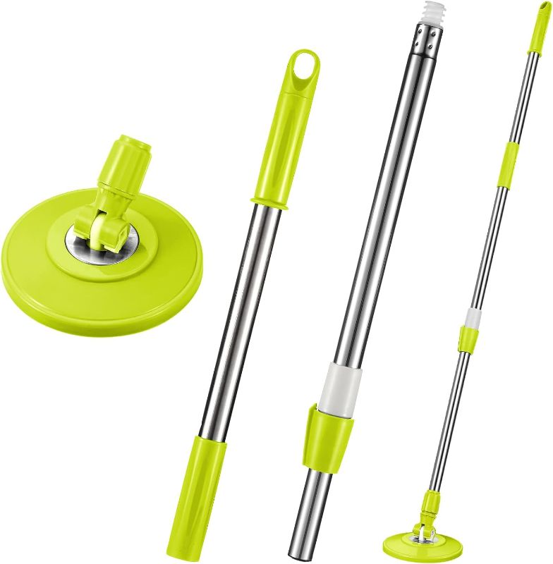 Photo 1 of Spin Mop Replacement Handle 360 Degree Spin Mop Pole Handle Replacement Rotating Telescopic Mop Handle Stick for Mop and Head Replacement Spinning Household Cleaning Accessories for Home (Green)

