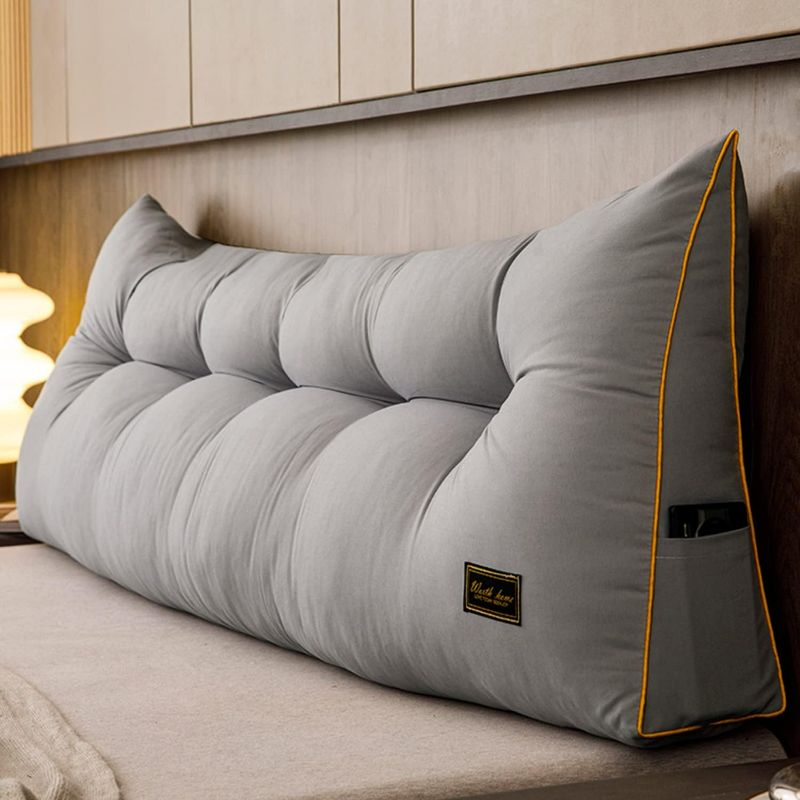 Photo 1 of Wedge Pillow Triangular Headboard Pillow,Home Reading Pillow Back Support for Sitting Up in Bed Large Bolster Body Positioning Bedrest with Removable Cover,Gray,King(79"/200cm)(2 Pack)
