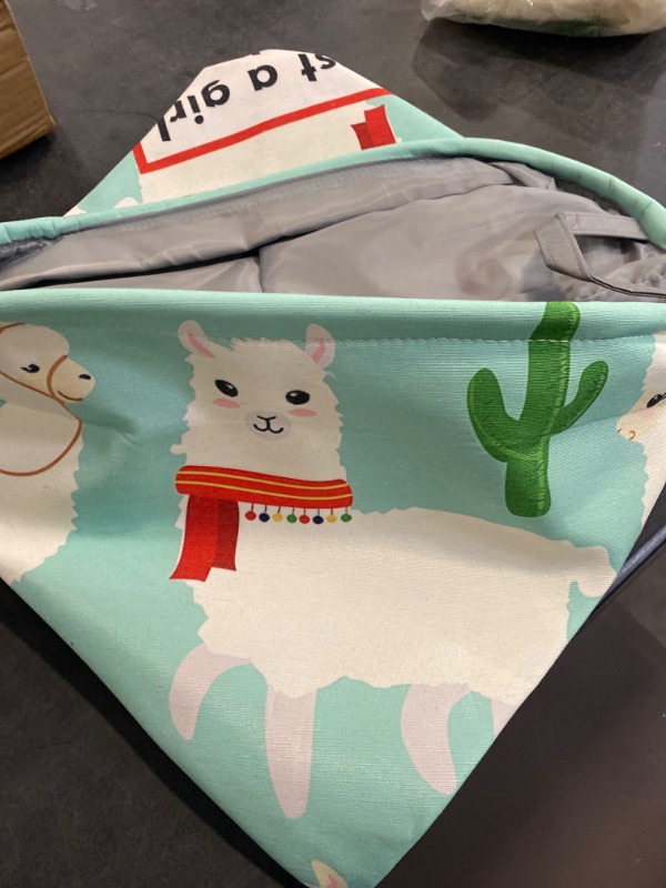 Photo 2 of Llama Lover Gift Llama Laundry Hamper 19.3 inch Just a Girl Who Loves Llama Clothes Organizer Basket Storage Bins Canvas Waterproof Collapsible (Green Llama LH)