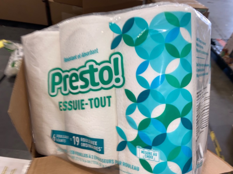 Photo 2 of Amazon Brand - Presto! Flex-a-Size Paper Towels, 158 Sheet Huge Roll, 6 Count (Pack of 1), 6 Huge Rolls = 19 Regular Rolls
