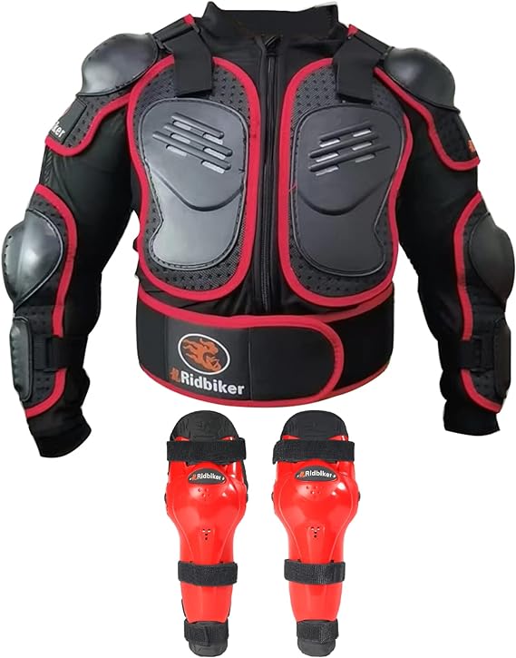 Photo 1 of Kids Dirt Bike Gear Chest Spine Protector Body Armor Jacket Elbow Knees Shin Pad Armor Guards Set for Motorcycle Motorbike Kids Full Body Protector
