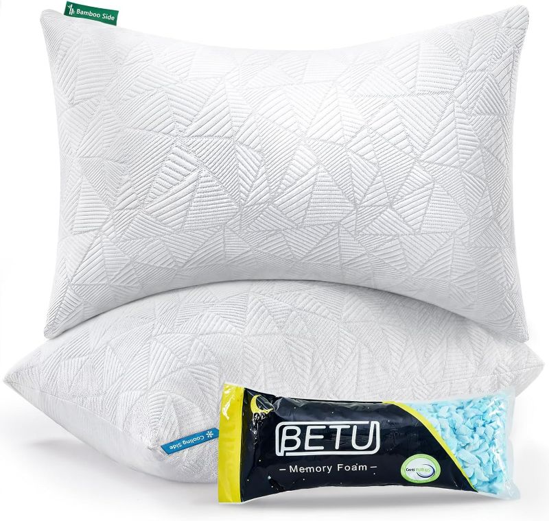Photo 1 of **Please Read Cleark Comments** Cooling Pillow Standard, Shredded Memory Foam Pillow for Hot Sleepers, Adjustable Bed Pillows Perfect for Back Pain, Stomach, Neck & Side Sleepers with Removable Cover, 20”x26”
