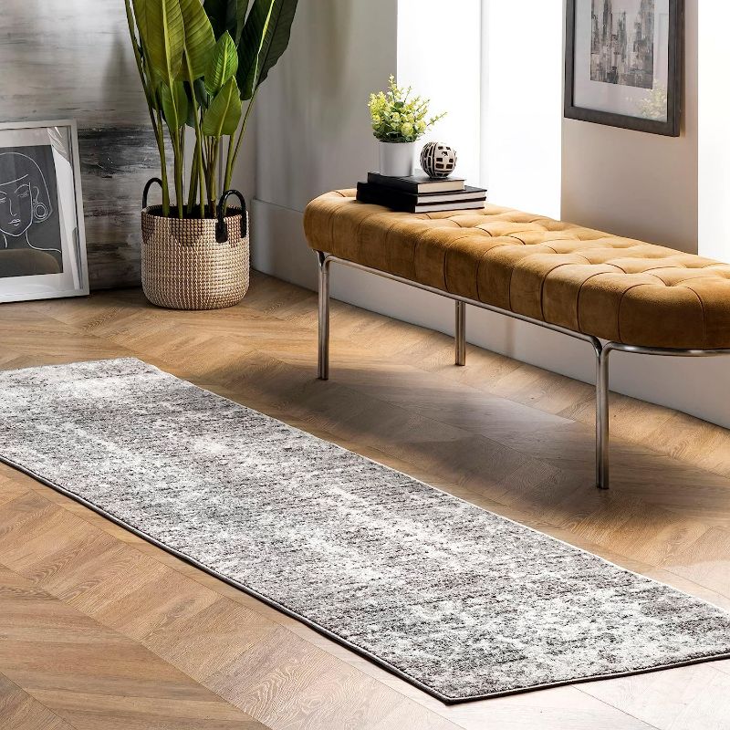 Photo 1 of Deedra Modern Abstract Area Rug - 2x9 Runner Rug Modern/Contemporary Grey/Ivory Rugs for Living Room Bedroom Dining Room Entryway Hallway Kitchen
