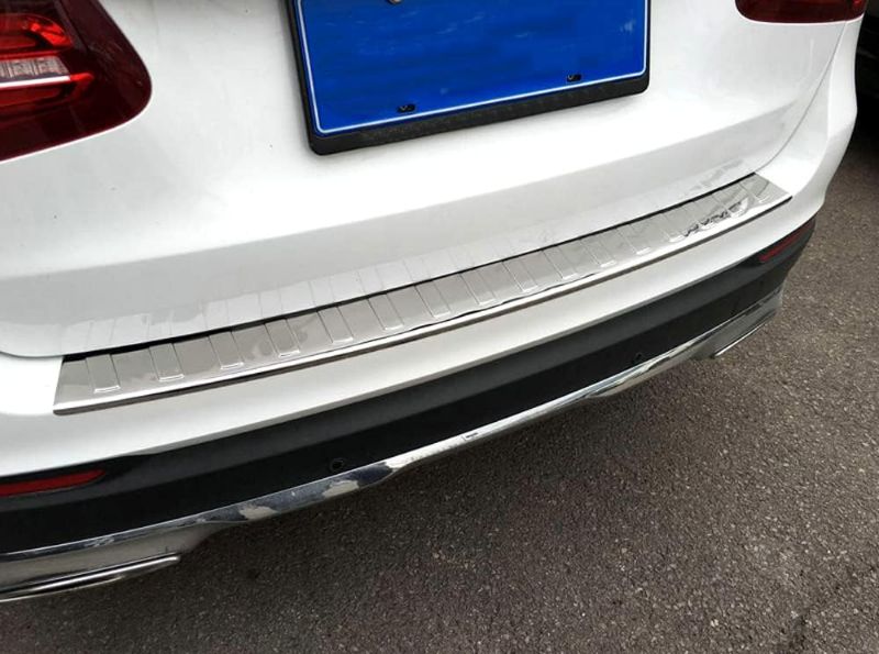 Photo 1 of HIGH FLYING 2015 2016 2017 2018 2019 2020 2021 2022 for Mercedes Benz GLC-Class X253 GLC 300 GLC 43 Rear Rrunk Outer Bumper Guard Sill Plate Protector Steel Chrome
