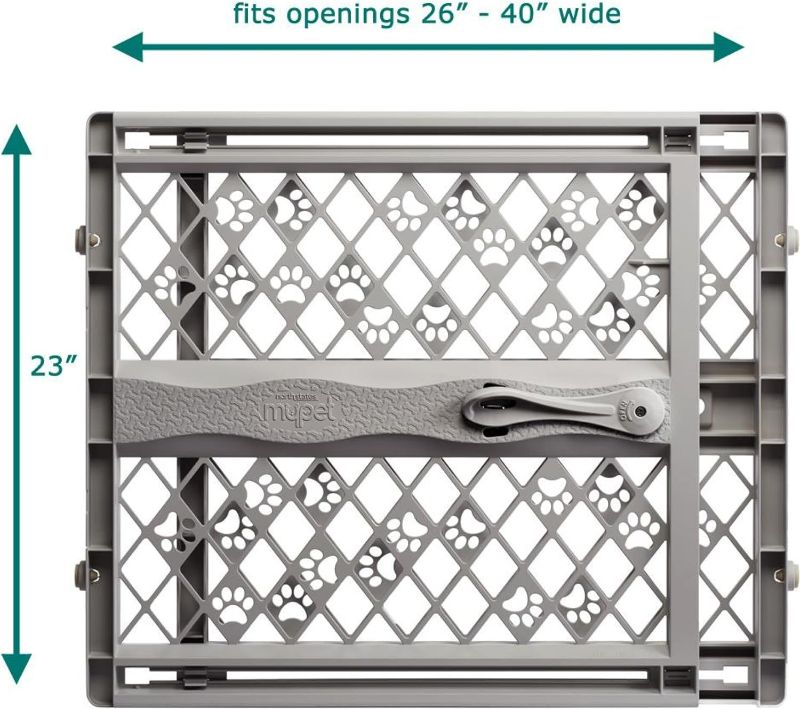 Photo 1 of MYPET North States Paws 40" Portable Pet Gate: Expands & Locks in Place with no Tools. Pressure Mount. Fits 26"- 40" Wide Fieldstone