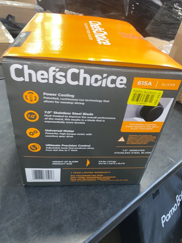 Photo 3 of Chef'sChoice 615A Electric Meat Slicer Features Precision thickness Control & Tilted Food Carriage For Fast & Efficient Slicing with Removable Blade for Easy Clean, 7-Inch, Silver 615A Meat Slicer