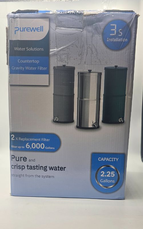 Photo 3 of Purewell 8-Stage 0.01?m Ultra-Filtration Water Filter System, NSF/ANSI 372 Certification, 304 Stainless Steel Countertop System with 4 Filters and Stand, Reduce Fluoride and Chlorine, 2.25 Gallon Fluoride System silver