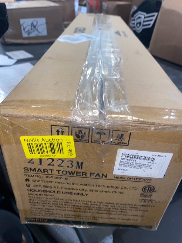 Photo 1 of Dreo Tower Fan with Remote, Smart Oscillating Quiet Fans for Bedroom, Bladeless Standing Cooling Floor Fan with WiFi Voice Control Blow Cold Air, 4 Modes, 4 Speeds, 8H Timer, Works with Alexa/Google Snow White
