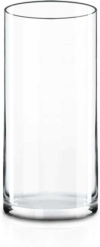 Photo 1 of CYS Excel Clear Glass Cylinder Vase (H:10" D:4") | Multiple Size Choices Glass Flower Vase Centerpieces | Hurricane Floating Candle Holder Vase
