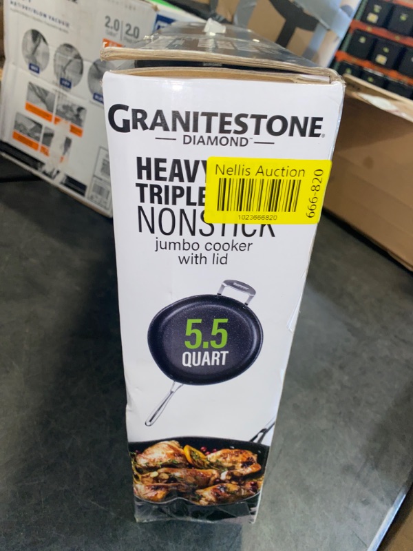 Photo 3 of Granitestone Sauté Pan with Lid - 5.5 Quart. Non Stick Deep Frying Pan with Lid, Large Frying Pan, Oven Safe Skillet with Lid, Multipurpose Jumbo Cooker, Stovetop & Dishwasher Safe, 100% PFOA Free 5.5" Jumbo Cooker