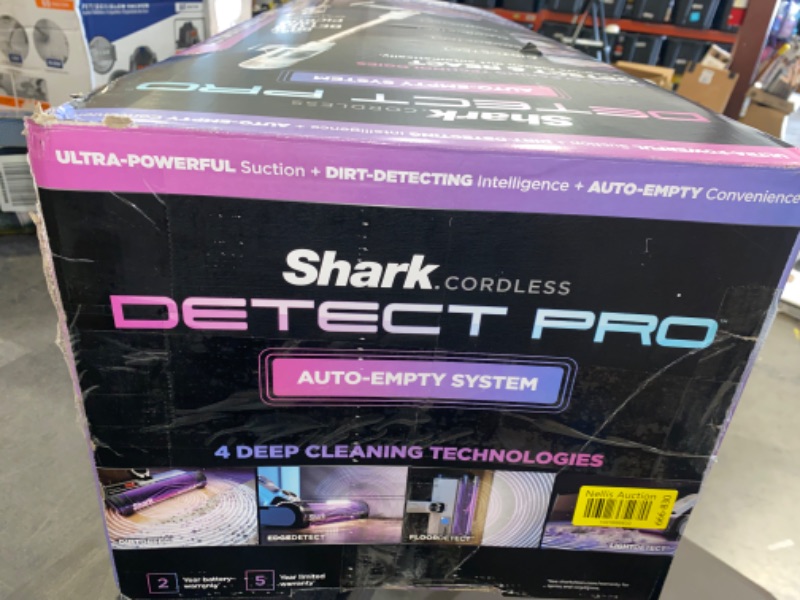 Photo 3 of Shark IW3511 Detect Pro Auto-Empty System, Cordless Vacuum with HEPA filter, QuadClean Multi-Surface Brushroll, Up to 60-Minute Runtime, includes 8" Crevice Tool & Pet Multi-Tool, White/Beats Brass