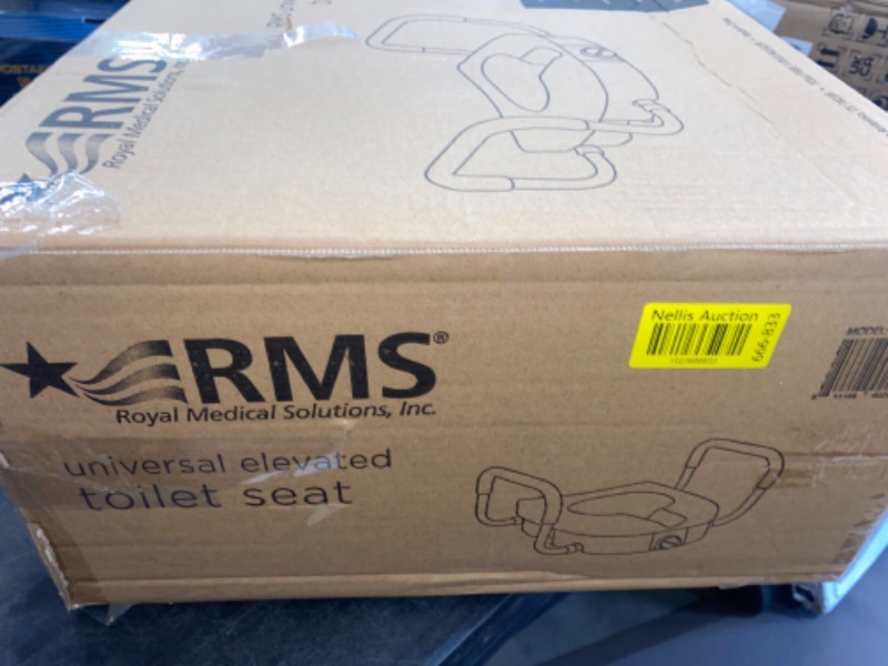 Photo 3 of RMS Raised Toilet Seat - 5 Inch Elevated Riser with Adjustable Padded Arms - Toilet Safety Seat for Elongated or Standard Commode