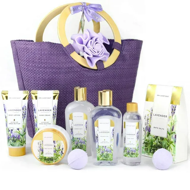 Photo 1 of Spa Luxetique Bath Gift Sets for Women Lavender Body Care Baskets - 10 Pcs Relaxing Holiday Birthday Gifts for Her, Mothers Day Gifts for Mom
