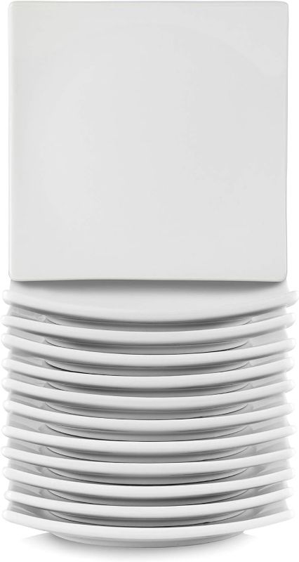 Photo 1 of 10 Strawberry Street 6" Catering Square Coupe Appetizer Plate, Set of 12,White
