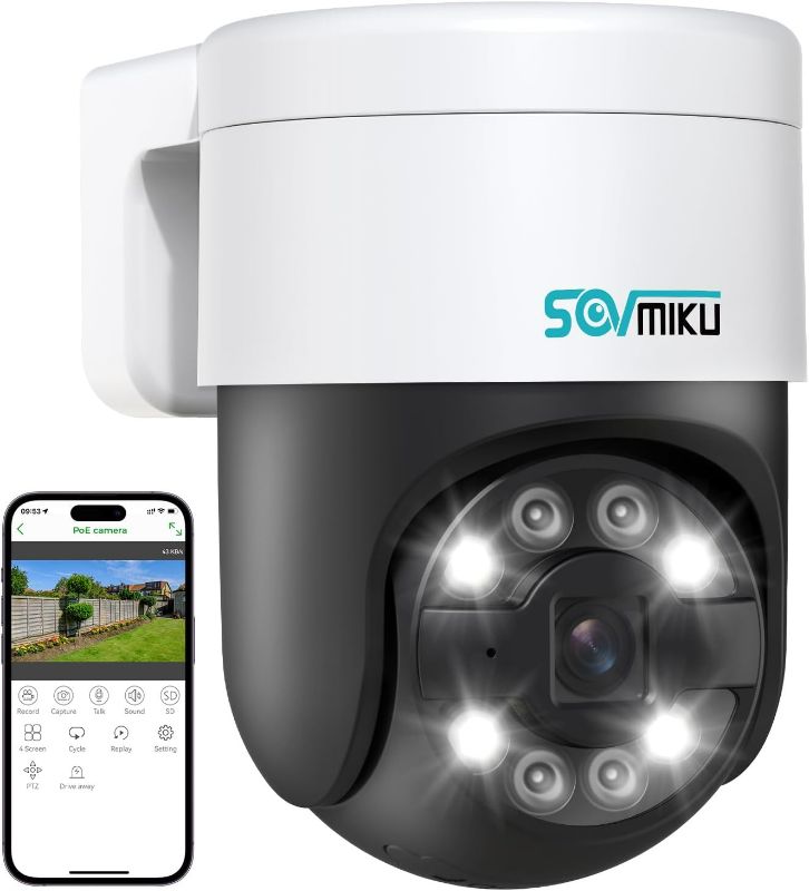Photo 1 of SOVMIKU PTZ POE Camera Outdoor,5MP Human Detection Home Security Cameras,Auto Tracking,Color Night Vision 270°Pan 90°Tilt, 2 Way Audio,24/7 Recording,Spotlight&Sound Alarm for Indoor&Outdoor

































































