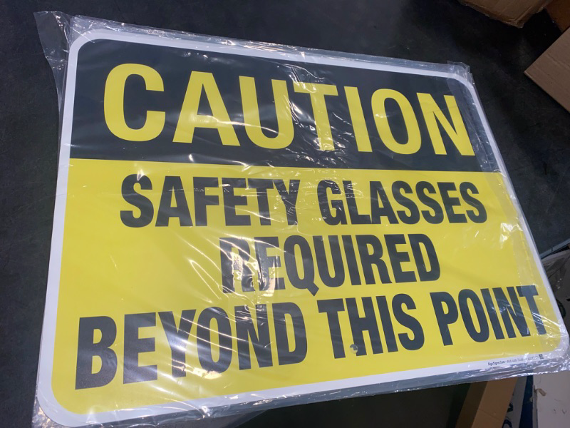 Photo 3 of Caution Sign, Safety Glasses Required Beyond This Point Sign, 18x24 Inches, Rust Free .063 Aluminum, Fade Resistant, Easy Mounting, Indoor/Outdoor Use, Made in USA by Sigo Signs
