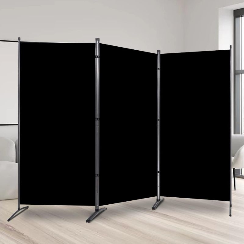 Photo 1 of 3 Panel Room Divider Folding Privacy Screens, Portable Room Divider Wall Partition Room Dividers Separators, Freestanding Fabric Wall Dividers Screen Fabric Panel
