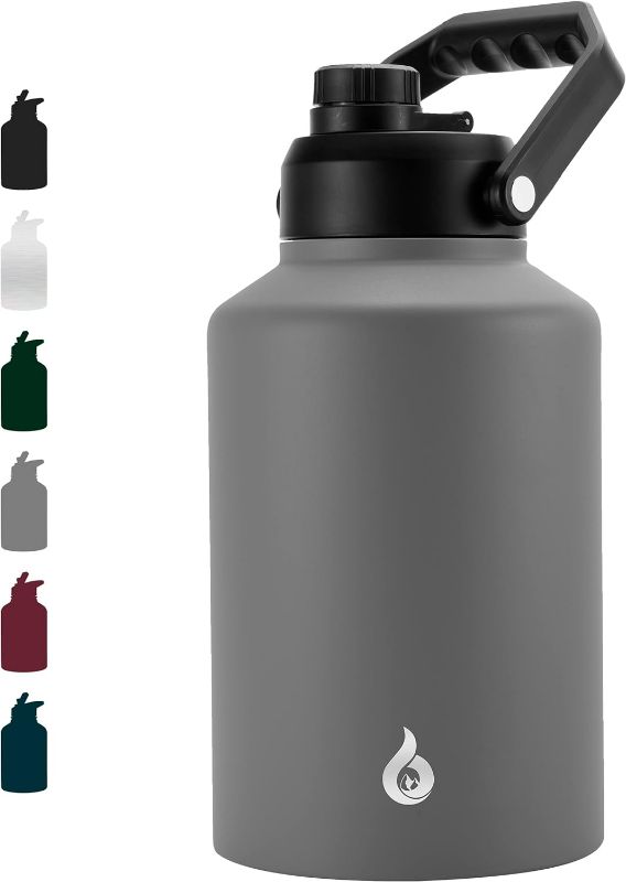 Photo 1 of BJPKPK One Gallon(128oz) Insulated Water Bottle, Dishwasher Safe Stainless Steel Thermos, BPA Free Jug with Ergonomic Handle & Anti-slip Bottom, Large Water Bottle, Grey

